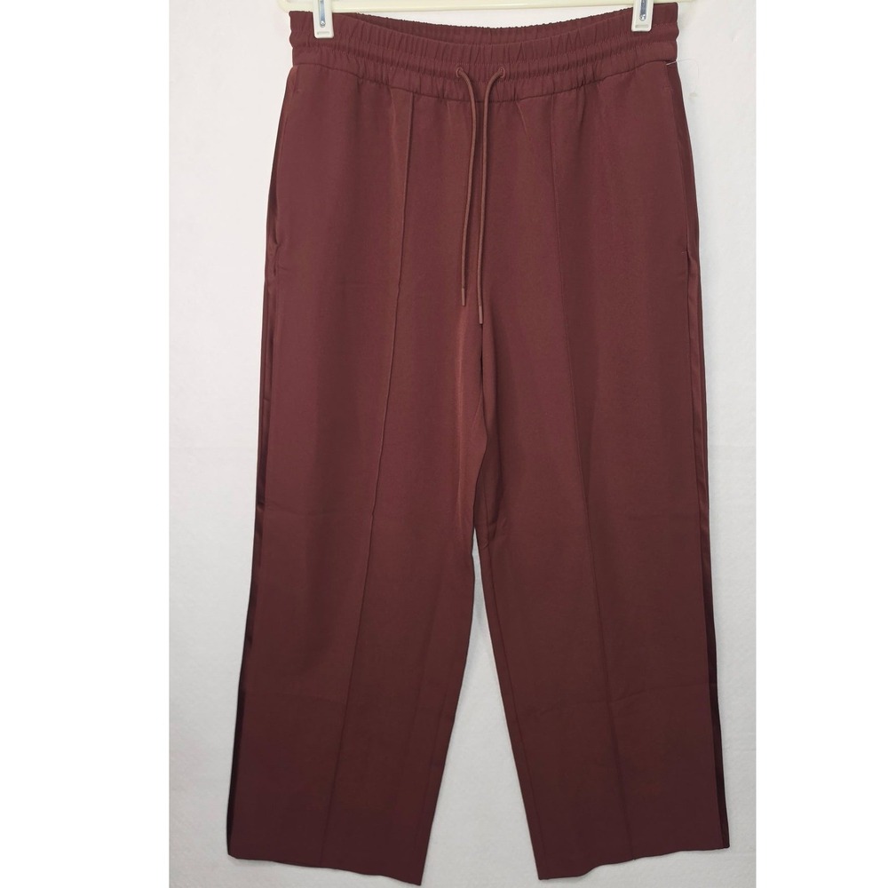 Athleta Venice Wide Leg Pants Mahogany Brown Small Petite Pintuck Drawstring